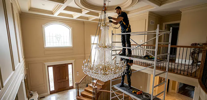 Two-Story Foyer Chandelier Installation in Springdale